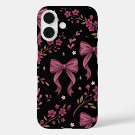 Coquette Esthetiek Roze Strikken en Bloem iPhoneca iPhone 16 Hoesje