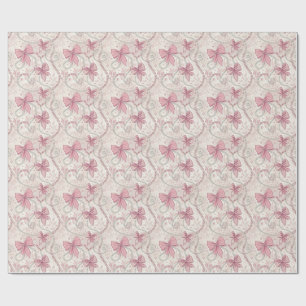Coquette Esthetiek Roze Strikken & Parels Patroon Cadeaupapier