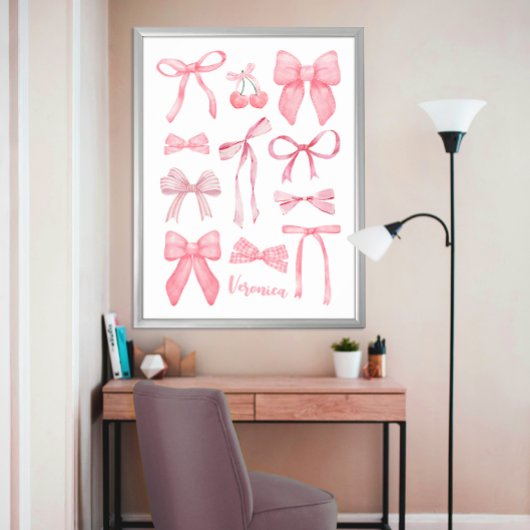 Coquette Esthetisch Schattige Girly Pink Bows met  Poster