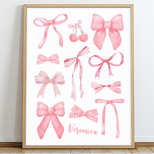 Coquette Esthetisch Schattige Girly Pink Bows met  Poster