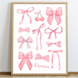 Coquette Esthetisch Schattige Girly Pink Bows met Poster