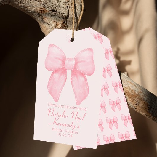 Coquette Esthetisch Schattige Roze Boog Gepersonal Cadeaulabel