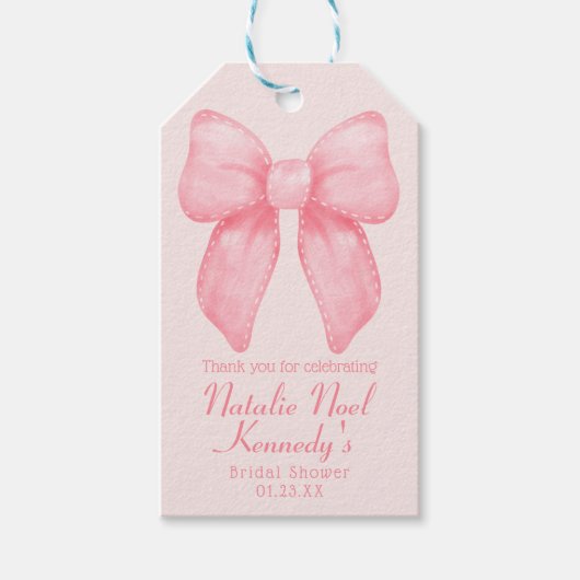 Coquette Esthetisch Schattige Roze Boog Gepersonal Cadeaulabel (Voorkant)