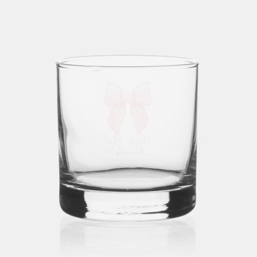 Coquette Esthetisch Schattige Roze Boog Gepersonal Whisky Glas (Achterkant)