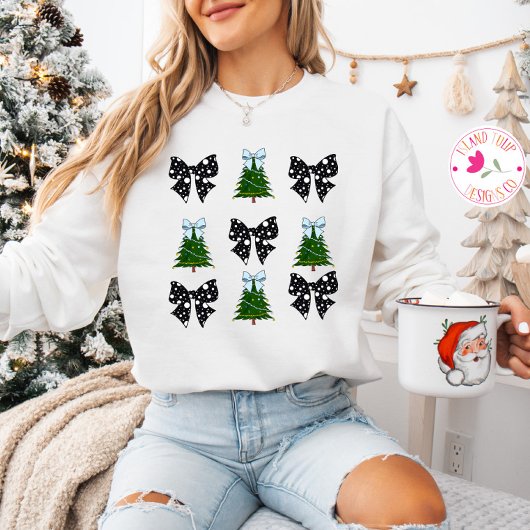 Coquette Esthetische Bogen & Kerstbomen Trui