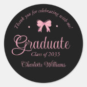 Coquette esthetische roze boog Afstuderen dank u Ronde Sticker (Voorkant)