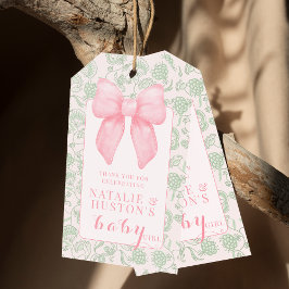 Coquette Esthetische Roze Boog Sage Groene Baby Me Cadeaulabel