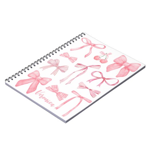 Coquette Esthetische Roze Boog Trendy Vrouwelijk S Notitieboek (Linkerzijde)