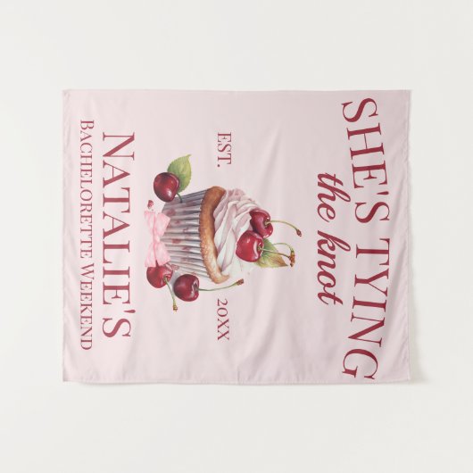 Coquette Esthetische Roze Bow Cherry Cake Fancy Me Wandkleed (Voorkant (horizontaal))