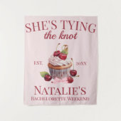 Coquette Esthetische Roze Bow Cherry Cake Fancy Me Wandkleed (Voorkant)