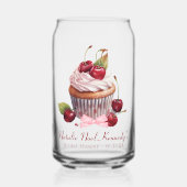 Coquette Esthetische Roze Bow Cherry gepersonalise Blikvorm Glas (Voorkant)