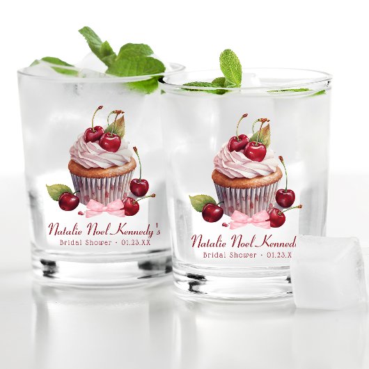 Coquette Esthetische Roze Bow Cherry gepersonalise Whisky Glas