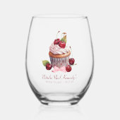 Coquette Esthetische Roze Bow Cherry gepersonalise Wijnglas Zonder Voet (Voorkant)