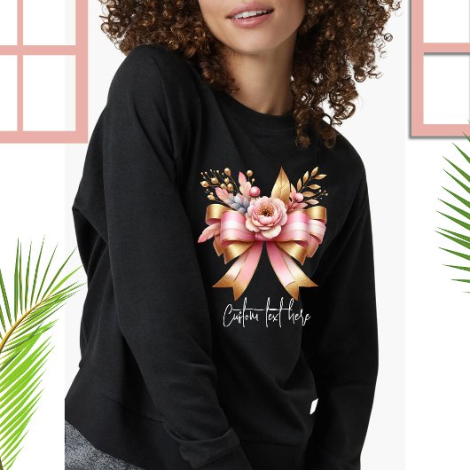 Coquette Esthetische Roze Bow Custom Naam Sweatshi Trui