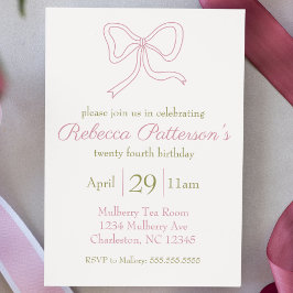 Coquette Esthetische Roze Bow Vrouwelijke Dag Part Kaart