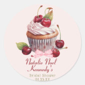 Coquette Esthetische Roze Strik Kersencake Mooie M Ronde Sticker (Voorkant)