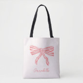 Coquette esthetische roze strik & voornaam tote bag (Voorkant)