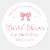 Coquette Esthetische Strik Bruidsfeest Dank Je Ronde Sticker (Voorkant)