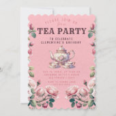 Coquette esthetische thee party verjaardagsuitnodi kaart (Achterkant)