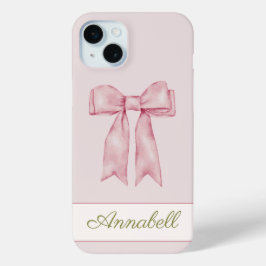 Coquette Esthetische Vrouwelijke Roze Boog Geperso iPhone 15 Mini Hoesje