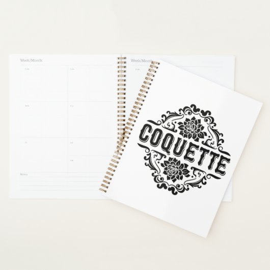 Coquette esthetische zwart licht academia planner (Display)