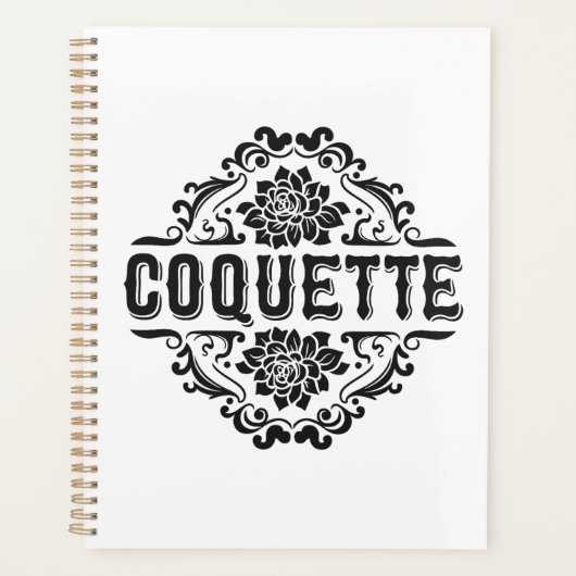 Coquette esthetische zwart  licht academia planner (Voorkant)