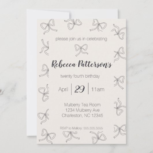 Coquette Esthetische Zwarte Boog Schattigee Vrouwe Kaart (Voorkant)