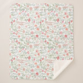 Coquette Feminine Pink Wildflower Meadow Sherpa Deken (Voorkant)