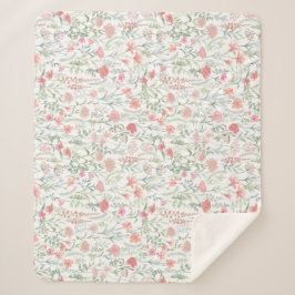 Coquette Feminine Pink Wildflower Meadow Sherpa Deken