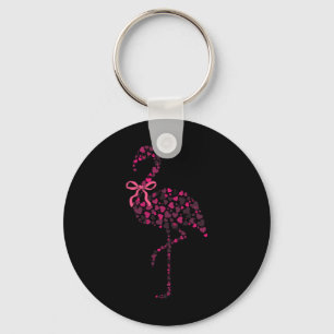 Coquette Flamingo Hart Mooie Roze Valentijnsdag Sleutelhanger