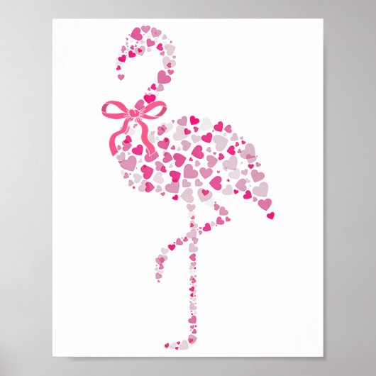Coquette Flamingo Hart Schattige Roze Valentijnsda Poster (Voorkant)