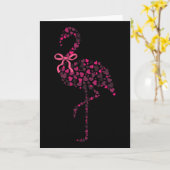 Coquette Flamingo Heart Cute Pink Valentine's Day  Kaart (Gele Bloem)