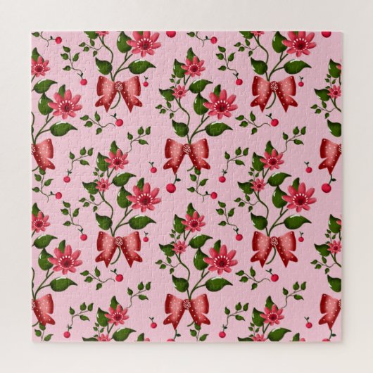  Coquette  floral Bow Pattern Wallpaper Legpuzzel (Verticaal)