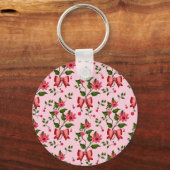  Coquette  floral Bow Pattern Wallpaper Sleutelhanger (Voorkant)