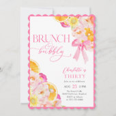 Coquette Floral Brunch & Bubbly Verjaardag Kaart (Voorkant)