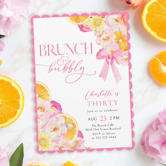Coquette Floral Brunch & Bubbly Verjaardag Kaart