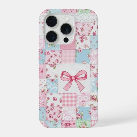 Coquette Floral Patchwork Quilt Spring Flowers Bow iPhone Hoesje (Achterkant)