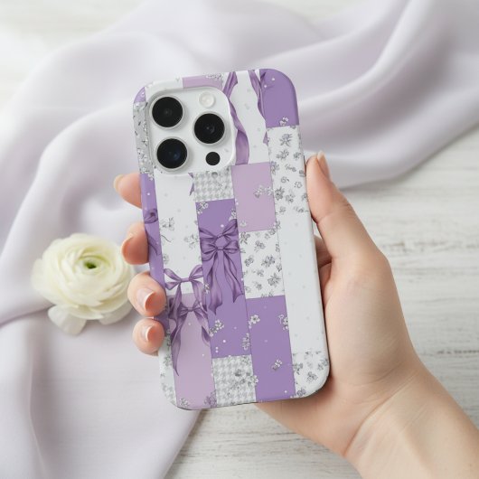 Coquette Floral Patchwork Quilt Spring Flowers Bow iPhone Hoesje