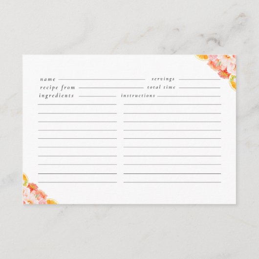 Coquette Floral Vrijgezellenfeest Recept Informatiekaartje (Achterkant)