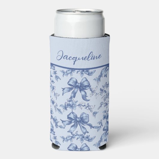 Coquette Franse Blauwe Toile Bruid Bachelorette Seltzer Blikjeskoeler (Seltzer Voorkant)