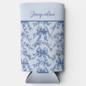 Coquette Franse Blauwe Toile Bruid Bachelorette Seltzer Blikjeskoeler (Voorkant)