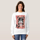 Coquette French Bulldog Pet Owner Hand Drawn Gift Trui (Voorkant volledig)