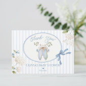 Coquette French Clothesline Baby Boy Shower Bedankkaart (Staand voorkant)