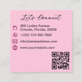 Coquette Fuchsia Strik Monogram Schoonheid QR Code Vierkante Visitekaartje (Achterkant)