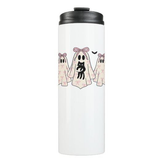 Coquette geesten met een zwarte kat Classic T-Shir Thermosbeker (Voorkant)