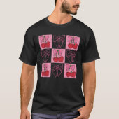 Coquette geruite roze strik en rode kersen valent t-shirt (Voorkant)