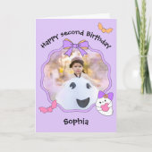 Coquette Ghost Bow Lijst Foto Happy Birthday Kaart (Voorkant)