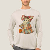 Coquette Ghost Bow Retro Blauw Sinaasappel Denim & Tri-Blend Shirt (Voorkant volledig)