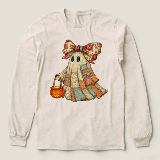 Coquette Ghost Bow Retro Blauw Sinaasappel Denim & Tri-Blend Shirt (Voorkant)