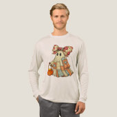 Coquette Ghost Bow Retro Blauw Sinaasappel Denim & Tri-Blend Shirt (Voorkant)